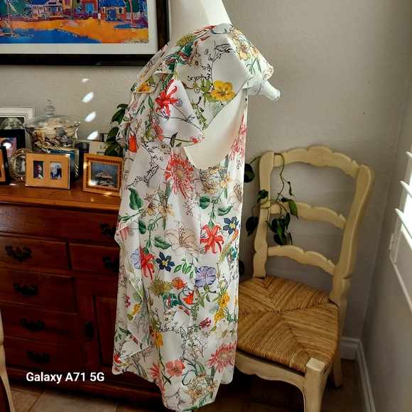 NWOT Parker New York Sangria Cold Shoulder Floral Ruffle Dress  S - Picture 6 of 16